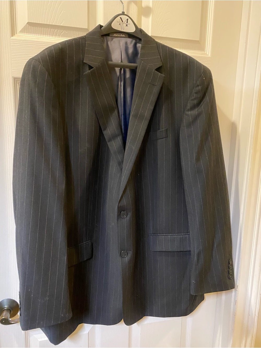 Men's Black Pinstripe Suit Jacket and pants. Unbranded Classic Tailored suit